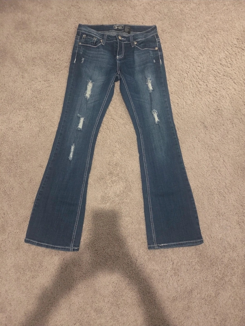 Soundgirl Indigo Ripped Flare Jeans